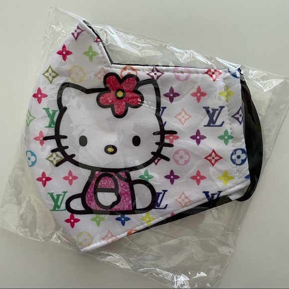 Hello Kitty face mask colorful rainbow reusable flower designer style new one sz - Picture 4 of 6